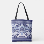 Monogram Blue und White Mexican Talavera Tile Tasche (Rückseite)