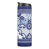 Monogram Blue und White Mexican Talavera Tile Thermosbecher (Nach rechts gedreht)