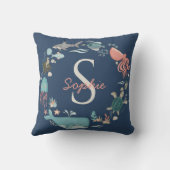 Monogram Blue Under Sea Octopus Kissen (Rückseite)