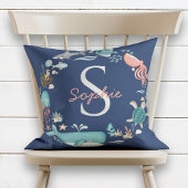 Monogram Blue Under Sea Octopus Kissen