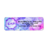 Monogram Blue Violet Pink Watercolor Splash Custom (Vorne)