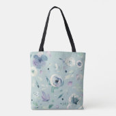 Monogram Blue Violet Watercolor Floral Pattern Tasche (Rückseite)