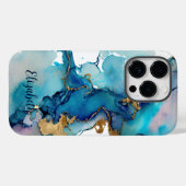 Monogram Blue Wash Splash Abstrakt Case-Mate iPhone Hülle (Rückseite (Horizontal))