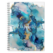 Monogram Blue Wash Splash Abstrakt Notizblock (Vorderseite)