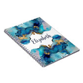 Monogram Blue Wash Splash Abstrakt Notizblock (Rechte Seite)