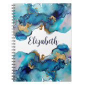Monogram Blue Wash Splash Abstrakt Notizblock (Vorderseite)