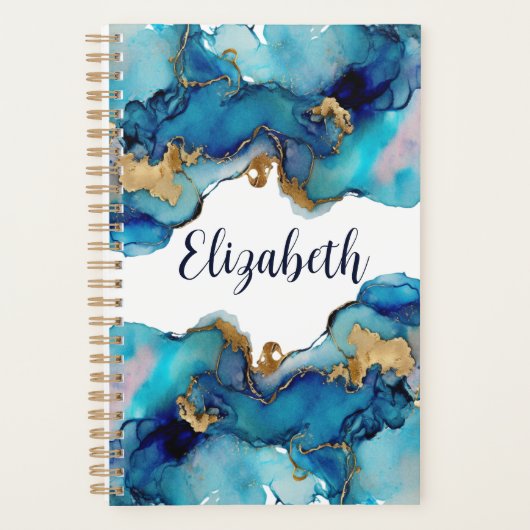 Monogram Blue Wash Splash Abstrakt Planer (Vorderseite)