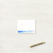 Monogram Blue Watercolor Line Minimalistisch Post-it Klebezettel (Auf Schreibtisch)
