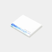 Monogram Blue Watercolor Line Minimalistisch Post-it Klebezettel (angewinkelt)