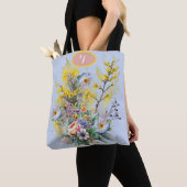 Monogram Blue Watercolor Spring Flowers Bouquet Tasche (Von Nahem)