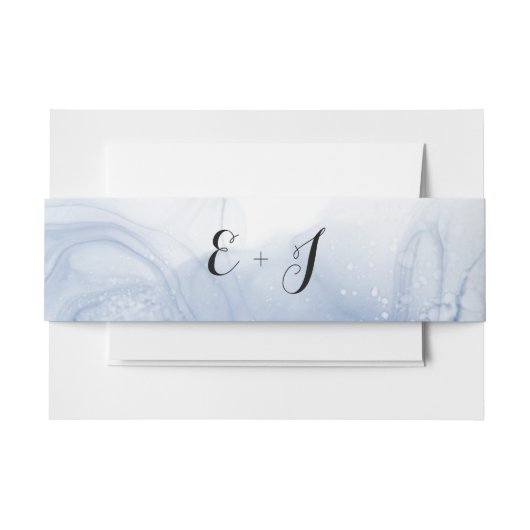 Monogram Blue Watercolor Wedding Invite Bly Band (Vorderseite Beispiel)
