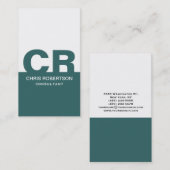 Monogram Blue White Consultant Business Card Visitenkarte (Vorne/Hinten)