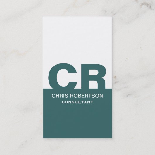 Monogram Blue White Consultant Business Card Visitenkarte (Vorderseite)