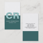 Monogram Blue White Consultant Business Card Visitenkarte (Vorne/Hinten)