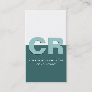 Monogram Blue White Consultant Business Card Visitenkarte