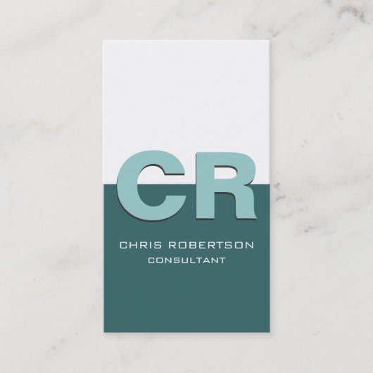 Monogram Blue White Consultant Business Card Visitenkarte (Vorderseite)