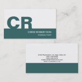 Monogram Blue White Consultant Business Card Visitenkarte (Vorne/Hinten)