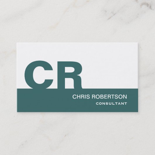 Monogram Blue White Consultant Business Card Visitenkarte (Vorderseite)
