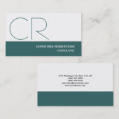 Monogram Blue White Consultant Business Card Visitenkarte (Vorne/Hinten)