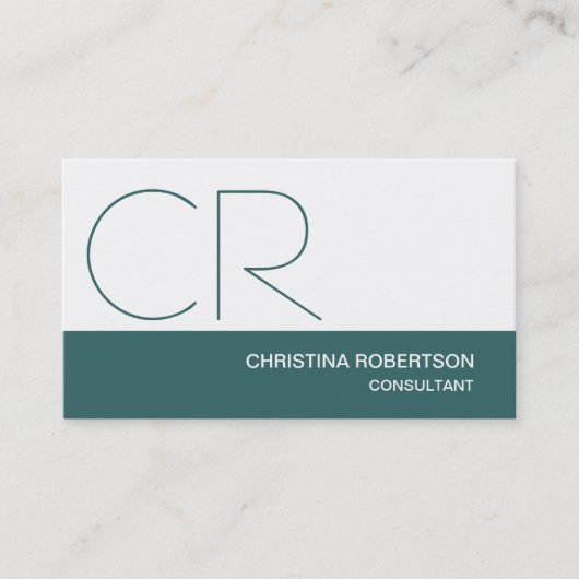 Monogram Blue White Consultant Business Card Visitenkarte (Vorderseite)