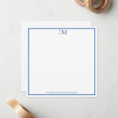 Monogram Blue White Couple Wedding Elegant Mitteilungskarte (Vorderseite/Rückseite Beispiel)