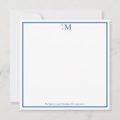 Monogram Blue White Couple Wedding Elegant Mitteilungskarte (Vorderseite)