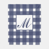 Monogram Blue White Gingham Pattern Fleecedecke (Vorderseite)