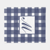 Monogram Blue White Gingham Pattern Fleecedecke (Vorderseite (Horizontal))