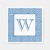 Monogram Blue & White Griechisch Papierserviette (Vorderseite)