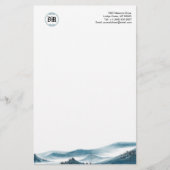 Monogram Blue White Mountain View Paper Briefpapier (Vorderseite)