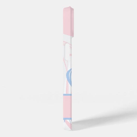 Monogram Blue White Pink Marble Swirl Case-Mate iPhone Hülle (Rückseite / Rechts)