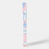 Monogram Blue White Pink Marble Swirl Case-Mate iPhone Hülle (Rückseite / Links)