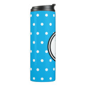 Monogram Blue White Polka Dots Thermosbecher (Nach links gedreht)