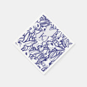 Monogram Blue White Rabbit Bunny Niedlich Unique Serviette (Ecke)