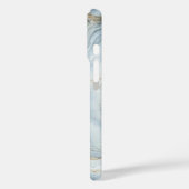Monogram Blue White Silver Gold Marmor Swirl Case-Mate iPhone Hülle (Rückseite / Links)