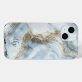 Monogram Blue White Silver Gold Marmor Swirl Case-Mate iPhone Hülle (Rückseite (Horizontal))
