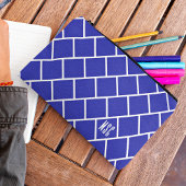 Monogram, Blue & White Stylish Trellis Pattern Zubehörtasche