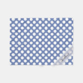Monogram Blue White Trendy Fun Polka Dot Muster Fleecedecke (Vorderseite (Horizontal))