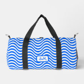 Monogram Blue White Wavy Stripes Psychedelic SM Duffle Bag (Vorderseite)