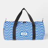 Monogram Blue White Wavy Stripes Psychedelic SM Duffle Bag (Rückseite)