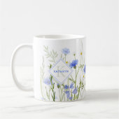 Monogram Blue Wild Blume Personalisiert Kaffeetasse (Links)