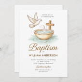 Monogram Blue Wreath Taufen Einladung für Jungen (Vorne/Hinten)