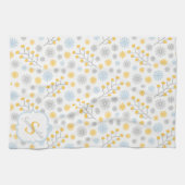 Monogram Blue Yellow & Gray Kitchen Towel 16x24 Handtuch (Horizontal)