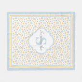 Monogram Blue Yellow & Gray Modern Fleece Blanket (Vorderseite (Horizontal))