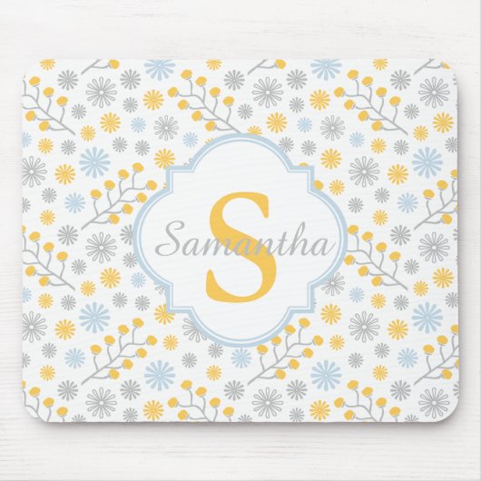 Monogram Blue Yellow & Gray Muster Mousepad (Vorne)