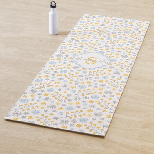 Monogram Blue Yellow Grey Scandinavian Pattern Yogamatte (Beispiel)