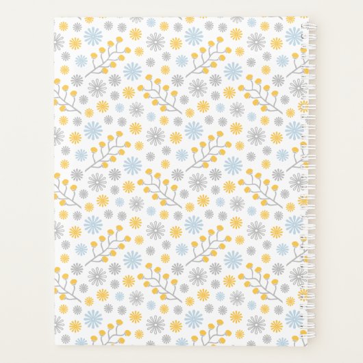 Monogram Blue Yellow Grey Scandinavian Planner Planer (Rückseite)