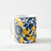 Monogram Blue Yellow Lemon Citrus Kaffeetasse (Vorderseite Links)