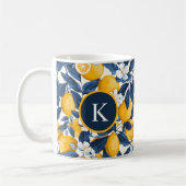 Monogram Blue Yellow Lemon Citrus Kaffeetasse (Links)