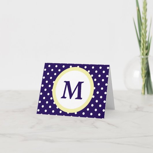 Monogram Blue Yellow Polka Dot Persönliche Note Ca (Vorderseite)